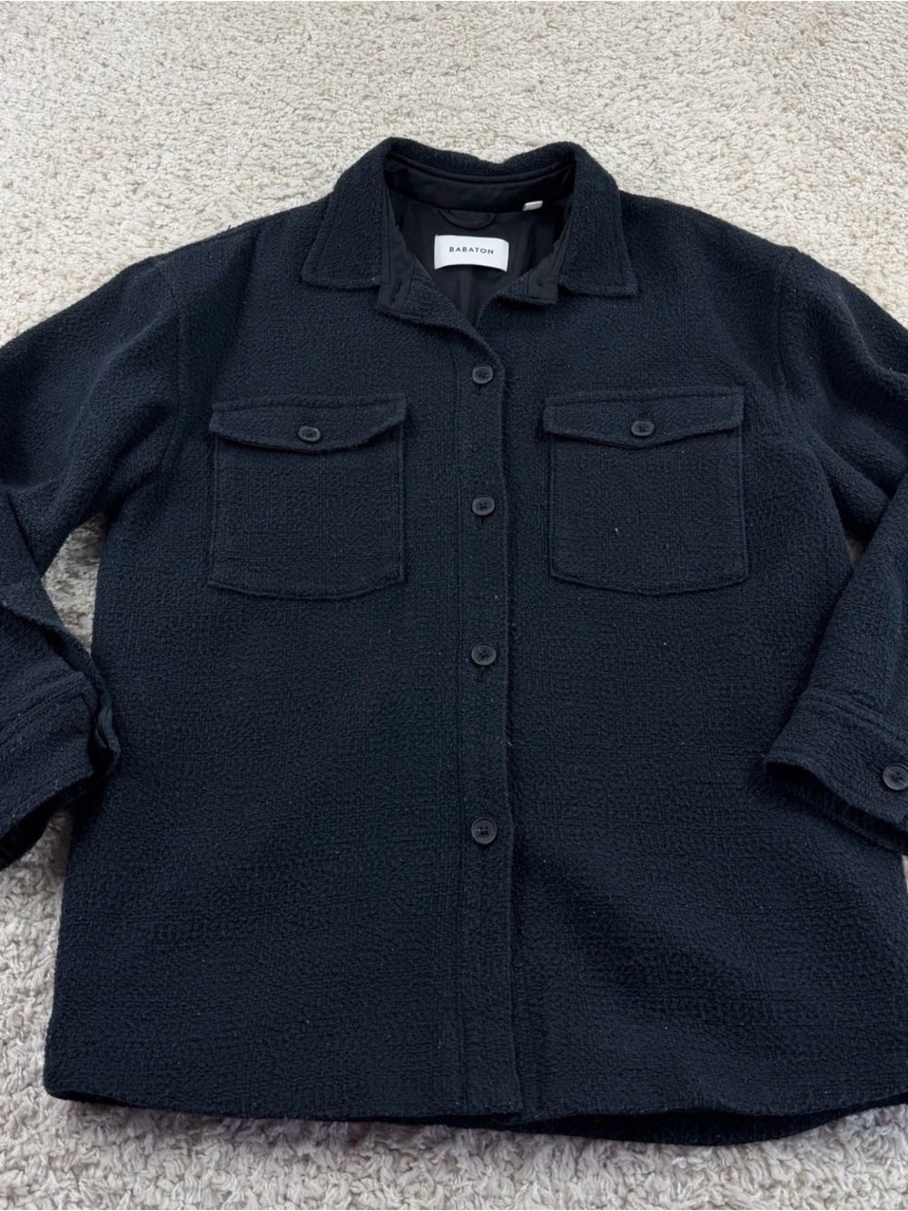Babaton Black Button-Down Shacket Women’s Size 2 Linen Blend